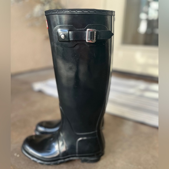 Hunter Boots Tall Glossy Black Size 9 - Picture 11 of 13
